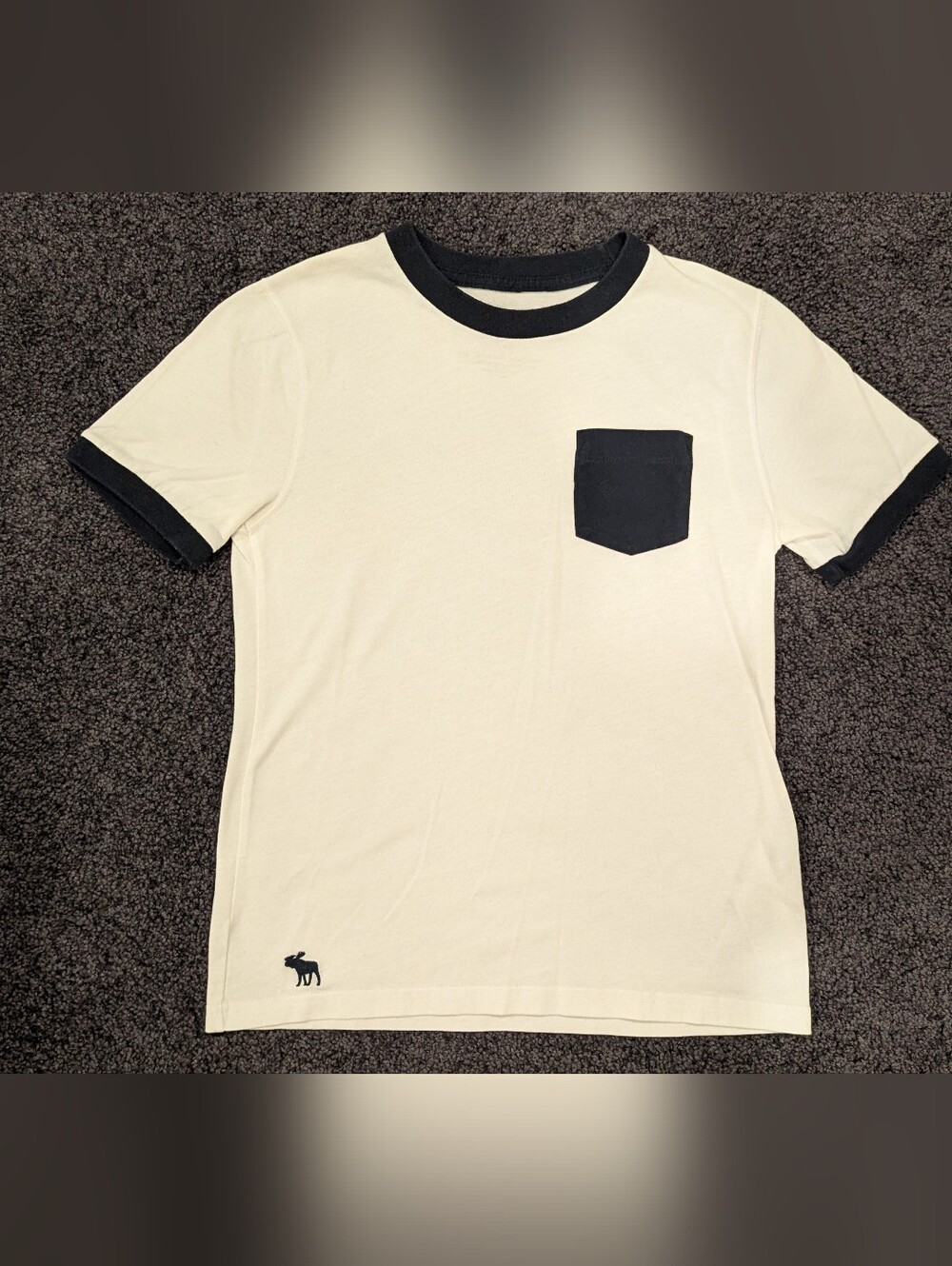 Abercrombie & Fitch Cream Tee with Blue Trim & Pocket